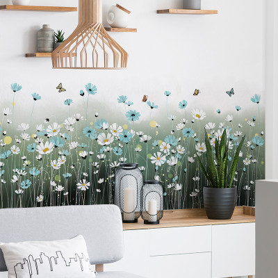 Sticker Giấy Dán Tường Decal Dán tường Tranh Dán Tường Trang Trí Tường Mẫu Hoa Chuồn Chuồn Trắng ZH-1003