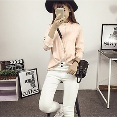 Áo sơ mi nữ Hain Boutique thiết kế cổ trụ phối bèo HB06