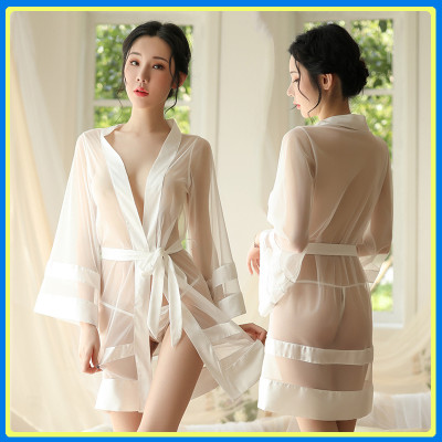 Áo choàng viền lụa xuyên thấu sexy Q16 - Áo choàng  ngủ nữ quyến rũ - Váy ngủ áo choàng nữ gợi cảm