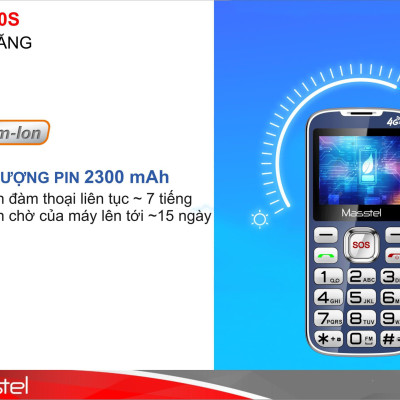 Điện thoại Masstel Fami 60S 4G(LTE) ,Bàn phím lớn, Khung viền kim loại - Hàng chính hãng