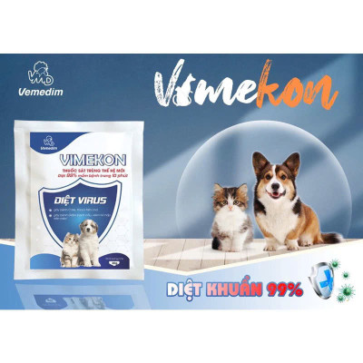 Vemedim Vimekon Bột Pha Nước Sát Trùng Chuồng Trai, Môi Trường thế hệ mới cho Chó Mèo - Gói 20g