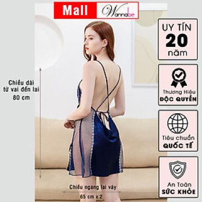 Đầm ngủ WANNABE DNS56 váy ngủ lụa phối lưới trong suốt 2 bên hông eo sexy gợi cảm đến khó cưỡng