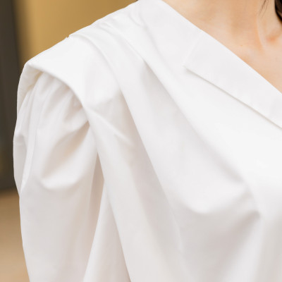  Áo sơ mi vai chờm có đệm Bianca thiết kế cao cấp WHITE CHIC