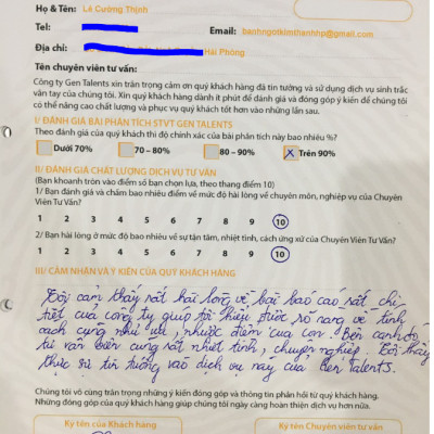 Sinh Trắc Vân Tay Gen Talents – Dịch Vụ Tham Vấn Chuyên Sâu Báo Cáo Sinh Trắc Vân Tay