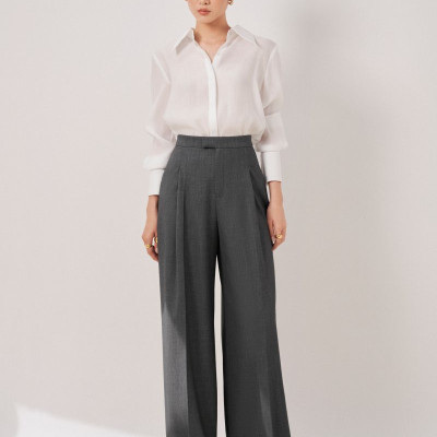 Áo sơ mi cổ đức bản to Naomi thiết kế cao cấp WHITE CHIC