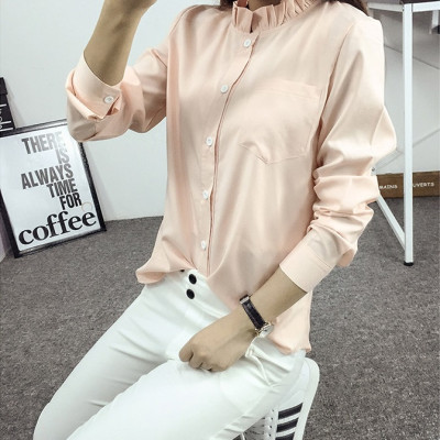 Áo sơ mi nữ Hain Boutique thiết kế cổ trụ phối bèo HB06