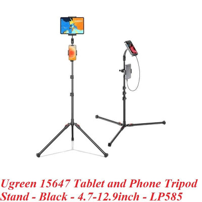 Ugreen UG15647LP585TK Tripod 3 chân đế màu đen Gậy tự chụp ảnh kẹp điện thoại và máy tính bảng - HÀNG CHÍNH HÃNG