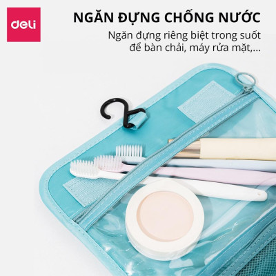 Túi Đựng Mỹ Phẩm Du Lịch Có Móc Treo Nhiều Ngăn Tiện Lợi Deli - Túi Đựng Đồ Cá Nhân Đồ Trang Điểm Đa Năng Chống Thấm Nước - VS640