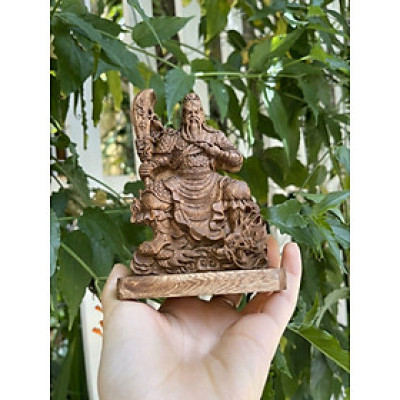 Tượng Quan Công, Quan Vũ phong thủy gỗ trầm hương tốc tự nhiên cầu bình an, may mắn, sức khoẻ và tài lộc trang trí bàn làm việc, taplo xe ô tô