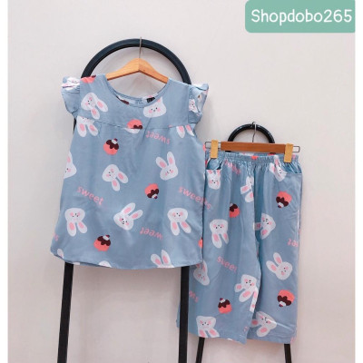 Đồ bộ nữ,đồ ngủ mặc nhà lửng tay cánh tiên vải lanh (tole) mềm, mát BL 164 họa tiết dễ thương size 45-70kg.