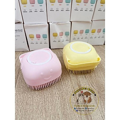 Bàn Chải Tắm Cho Chó Mèo - Bằng Silicon Mềm Mại Có Chỗ Đựng Sữa Tắm Tạo Bọt Tiện Dụng