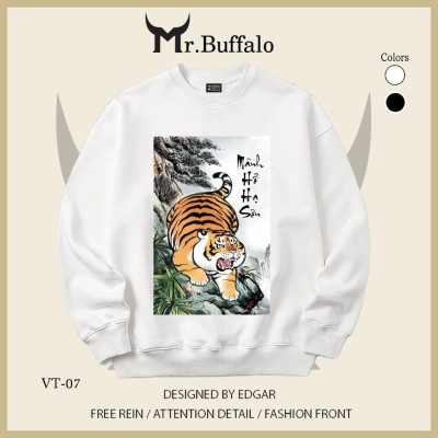 Áo Sweater Long tranh Hổ đấu, Mã Đáo thành công Mr.Buffalo