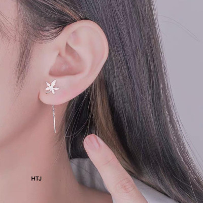 Bông tai bạc thời trang tua đá chất liệu bằng bạc s925 MS45d