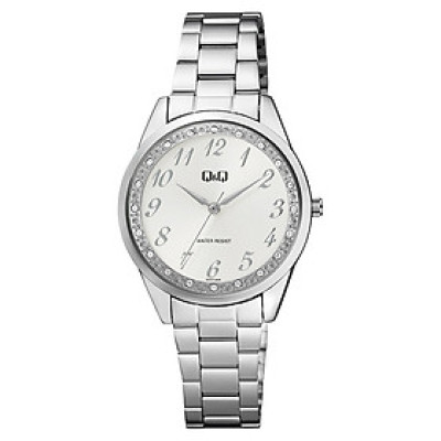 Đồng Hồ Đeo Tay Nữ Chính Hãng Q&Q - QC07J204Y - Thiết Kế Mặt Tròn Đính Đá