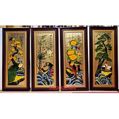 TRANH BỘ TỨ QUÝ SƠN MÀI - TÙNG CÚC TRÚC MAI ( Xuân hạ Thu Đông)