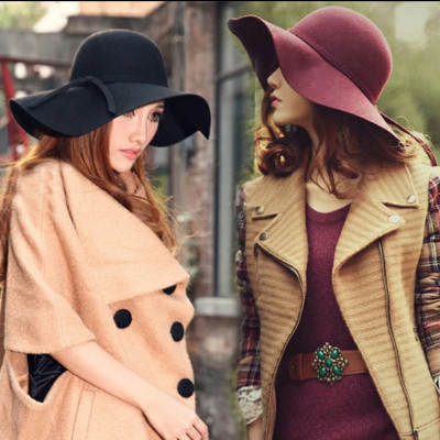 Mũ chống nắng rộng vành nữ nón đi biển màu đen fedora dona22030810