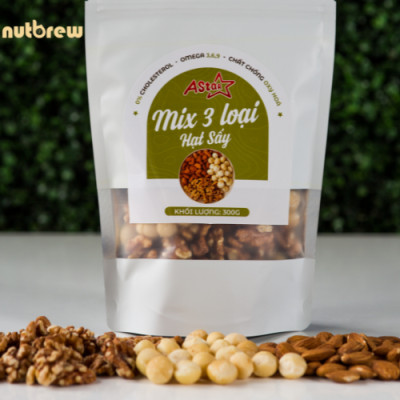 (HẠT DINH DƯỠNG) MIX 3 LOẠI HẠT SẤY ASTAR  (Mắc Ca, Óc Chó, Hạnh Nhân) - Túi 300gr