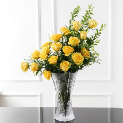 Bình hoa pha lê Tiệp BOHEMIA sản xuất tại Cộng hòa Séc, hoa văn mài, kiểu dáng sang trọng, hiện đại - Hàng chính hãng