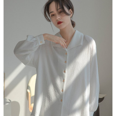 Áo sơ mi trắng nữ form rộng, Chất vải Đũi mềm, mát, áo kiểu nữ, phong cách nhẹ nhàng, T71
