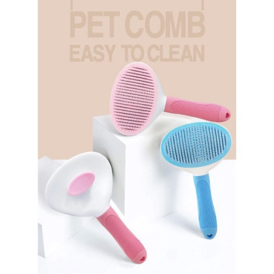 Lược OVAL Chải Lông Cho Chó Mèo Cao Cấp Có Nút Bấm Đẩy Lông Thừa