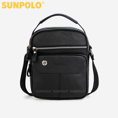 Túi Da Nam, Túi Đeo Chéo Nam Da Bò SUNPOLO STU108 (Đen)