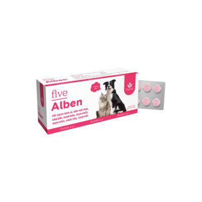 Viên Tẩy Các Loại Sán, Giun Cho Thú Cưng  Five Alben For Pet Hương dâu 100mg Hộp 3 vỉ x 10 viên - Fivevet