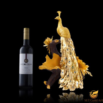 Kệ chim công dát vàng 24k MT Gold Art- Hàng chính hãng, trang trí nhà cửa, quà tặng dành cho sếp, đối tác, khách hàng