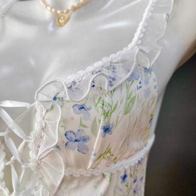 Váy Ngủ D260 Lụa Quảng Châu Cao Cấp Cột Dây Hoa Gợi Cảm