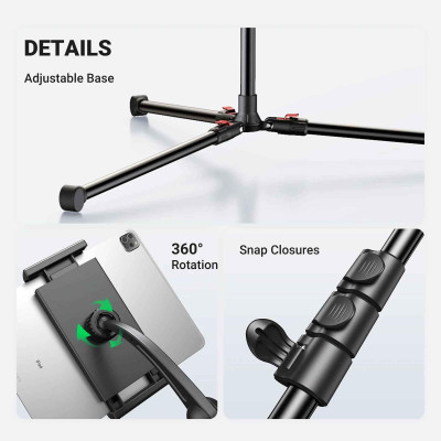 Ugreen UG15647LP585TK Tripod 3 chân đế màu đen Gậy tự chụp ảnh kẹp điện thoại và máy tính bảng - HÀNG CHÍNH HÃNG