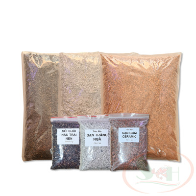 Sạn sỏi suối trải nền nâu đen / vàng kim sa / trắng ngà set bể thủy sinh cá tép cảnh