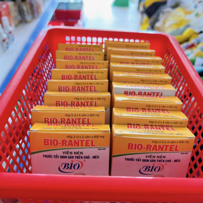 Vỉ 5 Viên Xổ Giun Tẩy Giun Sán Cho Chó Mèo Bio-Rantel 600mg