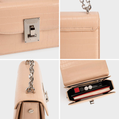 Túi Yuumy ( Thời trang nữ phối khóa trang trí size 18 - Túi đeo chéo da Verein YN186 )