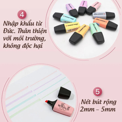 Set bút dạ quang STABILO BOSS MINI 07 - Bộ 5 bút