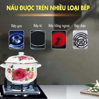 GALEN - COMBO 2 Nồi Men Cao Cấp Size 18cm & 20cm Dung Tích 2L & 2.5L Nấu Được Trên Mọi Loại Bếp, Dày, Không Tróc Men