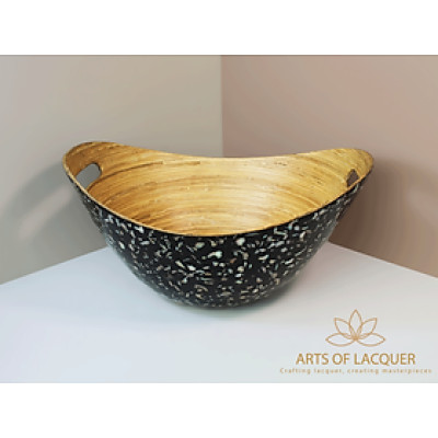 Bát Thuyền Sơn Mài Đen Khảm Trai