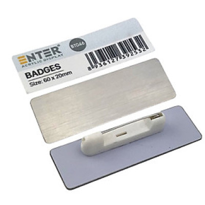Phôi thẻ tên inox Enter BT046 60x20mm trắng xước K004A (10,50) - Bịch (10)