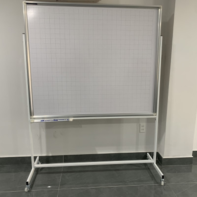 Bảng di động 2 mặt trắng viết bút lông Poly có kẻ ô ly Bavico-1,2x1,4m