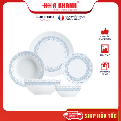 Tô Thủy Tinh Luminarc Diwali Geomatric Blue 18cm đựng thức ăn, kháng vỡ, cường lực - Bộ 6 cái - V6536