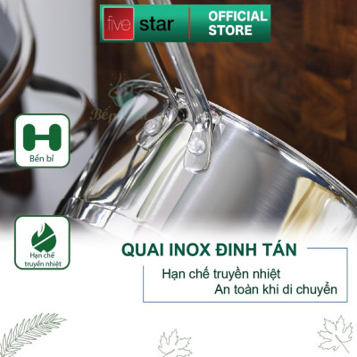 Bộ nồi chảo chống dính vân đá  Fivestar Plus 6 món nắp kính , 3 đáy dùng được mọi bếp , tặng 1 vá canh