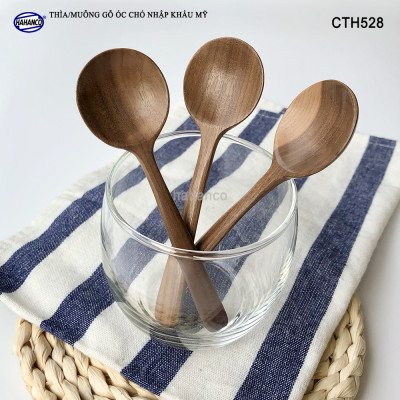 Thìa/Muỗng đầu tròn gỗ Óc Chó (13,5cm) CTH528 - Xúc gia vị, cafe, decor trang trí - An toàn cho sức khỏe