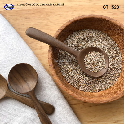 Thìa/Muỗng đầu tròn gỗ Óc Chó (13,5cm) CTH528 - Xúc gia vị, cafe, decor trang trí - An toàn cho sức khỏe