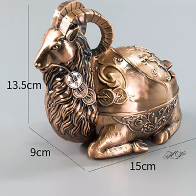 Gạt tàn hình dê tài lộc bằng kim loại