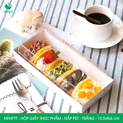 MFHP7T - 19.5x9x6 cm - 100 hộp giấy nắp PET trắng đựng thực phẩm, thức ăn mang đi