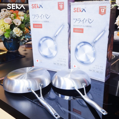 Chảo inox Nguyên khối nông lòng SEKA SK6030, sử dụng cho mọi loại bếp