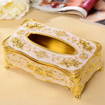 Hộp đựng giấy ăn hoa văn mạ vàng