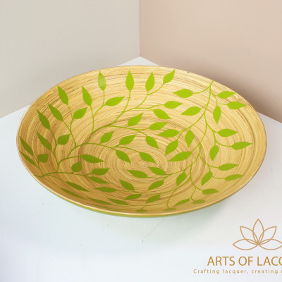 Bát Sơn Mài Xanh Họa Tiết Lá