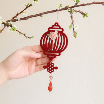 Combo 6D - Bộ 6 dây treo trang trí Tết Khai Lộc Hoàng Kim màu đỏ, trang trí mai, đào