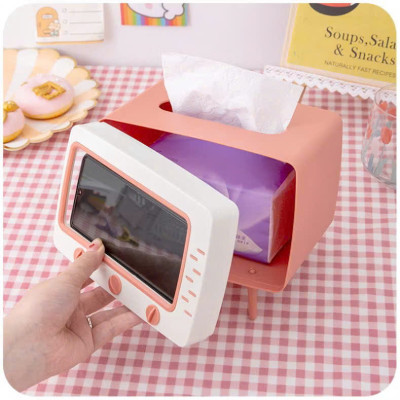 Hộp Đựng Khăn Giấy Di Động Kiêm Giá Đỡ Điện Thoại, Lưu Trữ Đa Chức Năng Cho Hộ Gia Đình - HÀNG CHÍNH HÃNG MINIIN