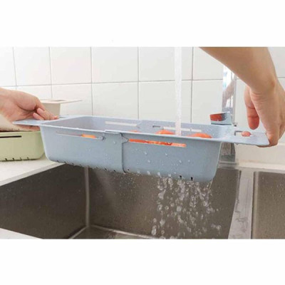 Rổ Nhựa Gác Bồn Rửa Chén Rút Gọn Điều Chỉnh Kích Thước Linh Hoạt Giao Màu Ngẫu Nhiên