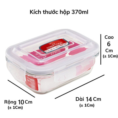 Bộ Hộp Cơm Thủy Tinh Chịu Nhiệt COBACOOK 1 hộp 400ml 2 hộp 370ml và túi giữ nhiệt - CCR4L33BS